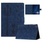 For Samsung Galaxy Tab A7 10.4 2020 Embossed Couple Cat Smart Tablet Leather Case(Blue)