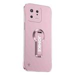 For Xiaomi 13 Baking Varnish 360 Rotate Holder No Frame PC Phone Case(Pink)