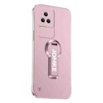 For Redmi K50 Baking Varnish 360 Rotate Holder No Frame PC Phone Case(Pink)