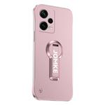 For Redmi Note 12 Pro 4G Baking Varnish 360 Rotate Holder No Frame PC Phone Case(Pink)