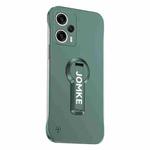 For Redmi Note 12 Turbo Baking Varnish 360 Rotate Holder No Frame PC Phone Case(Green)