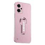 For Redmi Note 12T Pro Baking Varnish 360 Rotate Holder No Frame PC Phone Case(Pink)