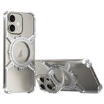 For iPhone 16 Mechanical Gear MagSafe Holder Borderless Metal Phone Case(Silver)