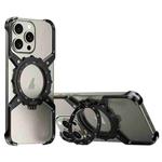 For iPhone 15 / 14 / 13 Pro Max Mechanical Gear MagSafe Holder Borderless Metal Phone Case(Black)