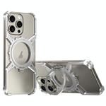 For iPhone 16 Plus / 15 Pro Max Mechanical Gear MagSafe Holder Borderless Metal Phone Case(Silver)