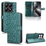 For Xiaomi 14T Pro Honeycomb Dot Texture Leather Phone Case(Green)