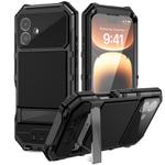 For iPhone 16 Plus R-JUST Life Waterproof Dustproof Shockproof Holder Phone Case(Black)