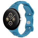 For Google Pixel Watch 3 41mm Laser Engraved Texture Silicone Watch Band(Ocean Blue)