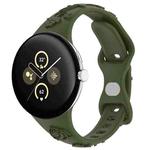 For Google Pixel Watch 3 41mm Laser Engraved Texture Silicone Watch Band(Olive Green)