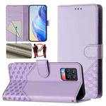 For Realme 8 4G / 8 Pro 4G Honeycomb Embossing RFID Leather Phone Case(Light Purple)