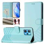 For Realme 9 Pro+ 5G / 9 4G Global Honeycomb Embossing RFID Leather Phone Case(Mint Green)