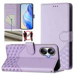 For Realme 10 Pro+ 5G Honeycomb Embossing RFID Leather Phone Case(Light Purple)