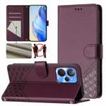 For Realme 10T 5G / 10S 5G / 9i India Honeycomb Embossing RFID Leather Phone Case(Violet)