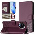 For Realme 11 5G Global / 11x 5G / C67 India Honeycomb Embossing RFID Leather Phone Case(Violet)