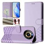 For Realme Narzo 60 Pro Honeycomb Embossing RFID Leather Phone Case(Light Purple)