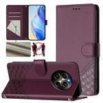 For Realme 12 Pro 5G / 12 Pro+ 5G Global Honeycomb Embossing RFID Leather Phone Case(Violet)