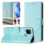 For Realme C25 / C15 / C12 / C25s Honeycomb Embossing RFID Leather Phone Case(Mint Green)