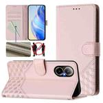 For Realme C67 4G Global Honeycomb Embossing RFID Leather Phone Case(Pink)