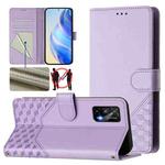 For Realme GT 5G / GT Neo 5G Honeycomb Embossing RFID Leather Phone Case(Light Purple)