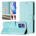 For Realme GT Neo 3 Honeycomb Embossing RFID Leather Phone Case(Mint Green)