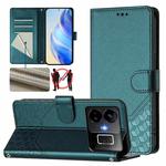 For Realme GT3  / GT5 240W Honeycomb Embossing RFID Leather Phone Case(Peacock Green)