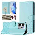 For Realme 14 5G / 14T 5G Global Honeycomb Embossing RFID Leather Phone Case(Mint Green)