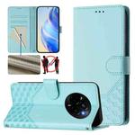 For Realme Narzo 80 Pro / 14 Pro 5G India Honeycomb Embossing RFID Leather Phone Case(Mint Green)
