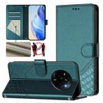 For Realme Narzo 80 Pro / 14 Pro 5G India Honeycomb Embossing RFID Leather Phone Case(Peacock Green)