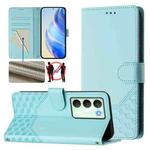 For Realme 14x Global / V70 5G / C75 5G Honeycomb Embossing RFID Leather Phone Case(Mint Green)