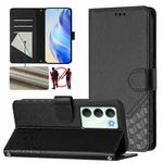 For Realme 14x Global / V70 5G / C75 5G Honeycomb Embossing RFID Leather Phone Case(Black)