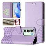 For Realme 14x Global / V70 5G / C75 5G Honeycomb Embossing RFID Leather Phone Case(Light Purple)