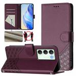 For Realme 14x Global / V70 5G / C75 5G Honeycomb Embossing RFID Leather Phone Case(Violet)