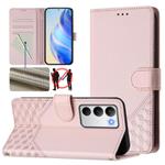 For Realme C71 4G Global Honeycomb Embossing RFID Leather Phone Case(Pink)