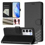 For Realme C71 4G Global Honeycomb Embossing RFID Leather Phone Case(Black)