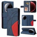 For Xiaomi 15 Ultra 5G Global Dual-color Splicing Flip Leather Phone Case(Blue)
