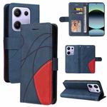 For Xiaomi Poco M6 Pro 4G Global Dual-color Splicing Flip Leather Phone Case(Blue)