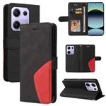 For Xiaomi Poco M6 Pro 4G Global Dual-color Splicing Flip Leather Phone Case(Black)