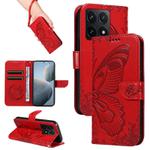 For Xiaomi 14T Swallowtail Butterfly Embossed Leather Phone Case(Red)