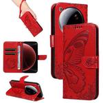 For Xiaomi 15 Ultra 5G Global Swallowtail Butterfly Embossed Leather Phone Case(Red)