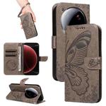 For Xiaomi 15 Ultra 5G Global Swallowtail Butterfly Embossed Leather Phone Case(Grey)
