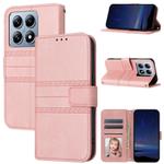 For Xiaomi 14T Embossed Stripes Skin Feel Leather Phone Case(Pink)