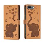 For iPhone 8 Plus / 7 Plus Cartoon Elephant Embossed Leather Phone Case(Yellow)