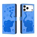 For iPhone 17 Pro Max Cartoon Elephant Embossed Leather Phone Case(Blue)