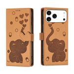 For iPhone 17 Pro Cartoon Elephant Embossed Leather Phone Case(Yellow)
