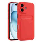 For iPhone 16 Skin Feel Card Contrast Color Button TPU Phone Case(Red)