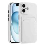 For iPhone 16 Plus Skin Feel Card Contrast Color Button TPU Phone Case(White)