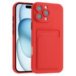 For iPhone 16 Pro Skin Feel Card Contrast Color Button TPU Phone Case(Red)