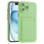 For iPhone 16 Pro Max Skin Feel Card Contrast Color Button TPU Phone Case(Light Green)