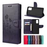 For Samsung Galaxy Note20 Butterfly Flower Embossing Horizontal Flip Leather Case with Holder & Card Slots & Wallet(Dark Purple)