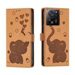 For Xiaomi 13T / 13T Pro Cartoon Elephant Embossed Leather Phone Case(Yellow)